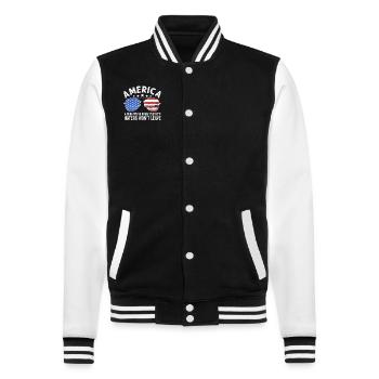 America A Country So Great US Patriotic - College Sweat Jacket - black/white - Front - Nik (191cm) & Marisol (170cm)