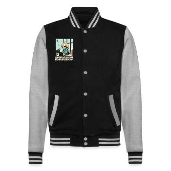 Ein weiterer Nervenzusammenbruch im Büro - College-Sweatjacke - Schwarz/Grau meliert - Vorne - Nik (191cm) & Marisol (170cm)