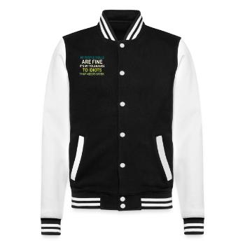 Meine sozialen Fähigkeiten sind in Ordnung - College-Sweatjacke - Schwarz/Weiß - Vorne - Nik (191cm) & Marisol (170cm)