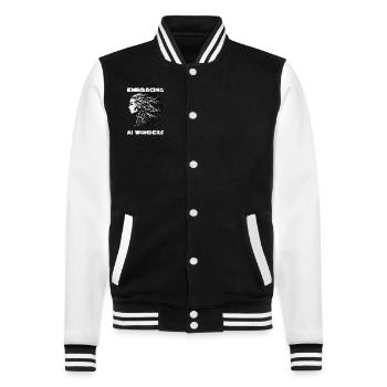 Künstliche Intelligenz, Maschinelles Lernen, Daten - College-Sweatjacke - Schwarz/Weiß - Vorne - Nik (191cm) & Marisol (170cm)