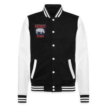 Nashorn lustig Rhinozeros Nashörner Geschenk - College-Sweatjacke - Schwarz/Weiß - Vorne - Nik (191cm) & Marisol (170cm)