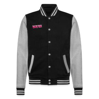 Kiss me, Peter - College Sweat Jacket - black/heather grey - Front - Nik (191cm) & Marisol (170cm)