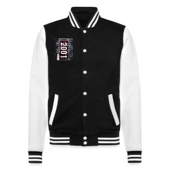 Special Edition 2001 Birthday Urban Graphic - College Sweat Jacket - black/white - Front - Nik (191cm) & Marisol (170cm)