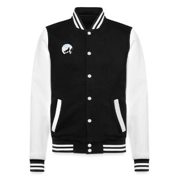 Shooting stars in front of moonlight and wolf - College Sweat Jacket - black/white - Front - Nik (191cm) & Marisol (170cm)