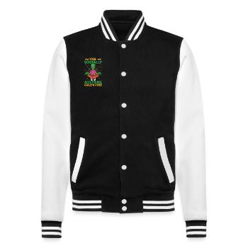 Yoga Mindfulness Practic Meditation Manifestation - College-Sweatjacke - Schwarz/Weiß - Vorne - Nik (191cm) & Marisol (170cm)