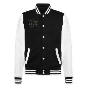 Original 1976 Geburtsjahr Urban Geschenk Jahrgang - College-Sweatjacke - Schwarz/Weiß - Vorne - Nik (191cm) & Marisol (170cm)