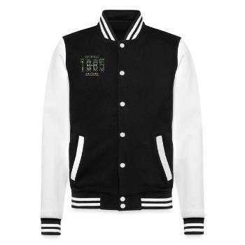 Cadeau urbain original 1985 année de naissance vintage - Veste Teddy - noir/blanc - Devant - Nik (191cm) & Marisol (170cm)