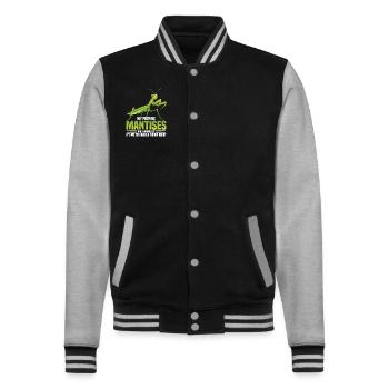 Gottesanbeterin-kostüm Futtergehege - College-Sweatjacke - Schwarz/Grau meliert - Vorne - Nik (191cm) & Marisol (170cm)