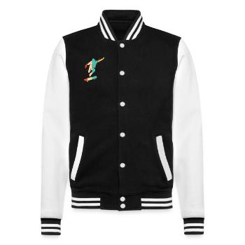 Retro Skatepark Skatergirl Skaterboy Skater - College-Sweatjacke - Schwarz/Weiß - Vorne - Nik (191cm) & Marisol (170cm)