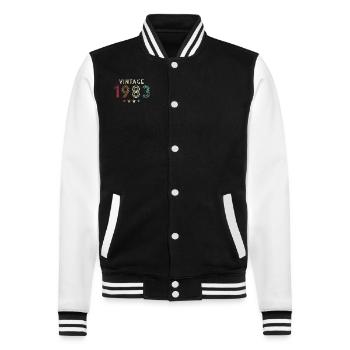 Vintage 1983 Geburtsjahr Retro Geburtstag Geschenk - College-Sweatjacke - Schwarz/Weiß - Vorne - Nik (191cm) & Marisol (170cm)