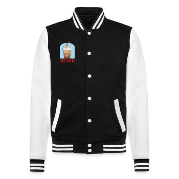 Iced Coffee | Coffee Lover Gift - College Sweat Jacket - black/white - Front - Nik (191cm) & Marisol (170cm)