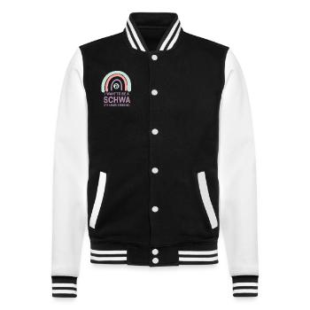 I Want To Be A Schwa Its Never Stressed - College Sweat Jacket - black/white - Front - Nik (191cm) & Marisol (170cm)