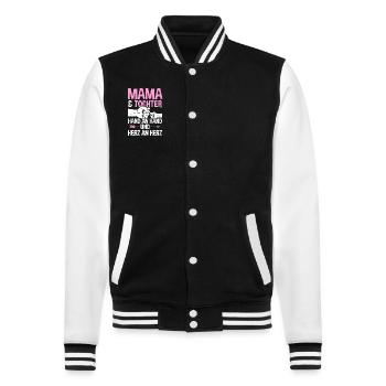 Mutter Muttertag Mama und Tochter - College-Sweatjacke - Schwarz/Weiß - Vorne - Nik (191cm) & Marisol (170cm)