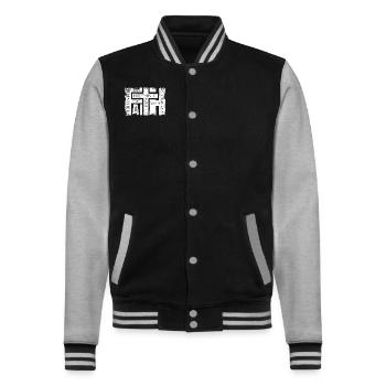 Foi Bible versets Grunge Christian cadeau - Veste Teddy - noir/gris chiné - Devant - Nik (191cm) & Marisol (170cm)