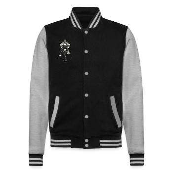 The Holy Savior - College Sweat Jacket - black/heather grey - Front - Nik (191cm) & Marisol (170cm)