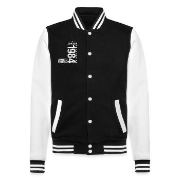 Janvier 1984 Janvier anniversaire January 1984 - Veste Teddy - noir/blanc - Devant - Nik (191cm) & Marisol (170cm)