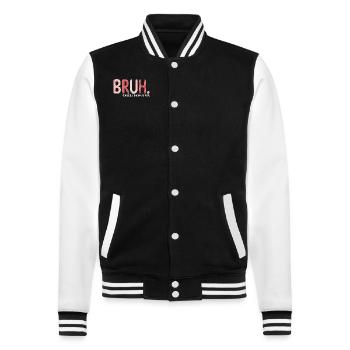 Bruh, früher bekannt als Mama - College-Sweatjacke - Schwarz/Weiß - Vorne - Nik (191cm) & Marisol (170cm)