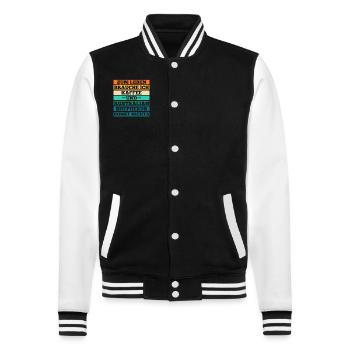 Kaffee Australian Shepherd Hund Aussie - College-Sweatjacke - Schwarz/Weiß - Vorne - Nik (191cm) & Marisol (170cm)
