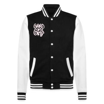 Text: pink Good Girl, gutes Mädchen - College Sweat Jacket - black/white - Front - Nik (191cm) & Marisol (170cm)
