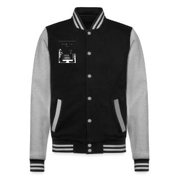 Codage Chinois Hanzi Développeur Codeur Programmeur - Veste Teddy - noir/gris chiné - Devant - Nik (191cm) & Marisol (170cm)