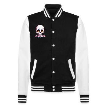 Melting Cartoon Skull - College Sweat Jacket - black/white - Front - Nik (191cm) & Marisol (170cm)