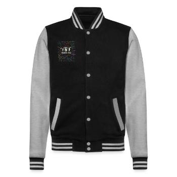 Racine de 81 = 9e anniversaire - cadeau - Veste Teddy - noir/gris chiné - Devant - Nik (191cm) & Marisol (170cm)