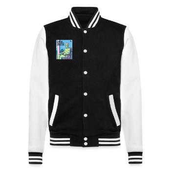 Endlich die Rente genießen: Opa Zombie - College-Sweatjacke - Schwarz/Weiß - Vorne - Nik (191cm) & Marisol (170cm)