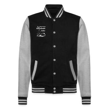 Ostseekinder lieben das Meer-Ostsee im Herzen - College-Sweatjacke - Schwarz/Grau meliert - Vorne - Nik (191cm) & Marisol (170cm)