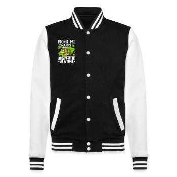 pickles- pickles gifts, pickles tshirt - College Sweat Jacket - black/white - Front - Nik (191cm) & Marisol (170cm)