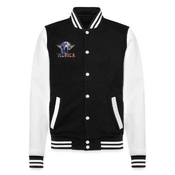 Labrador Sonnenbrille Murica Flagge Geschenk - College-Sweatjacke - Schwarz/Weiß - Vorne - Nik (191cm) & Marisol (170cm)