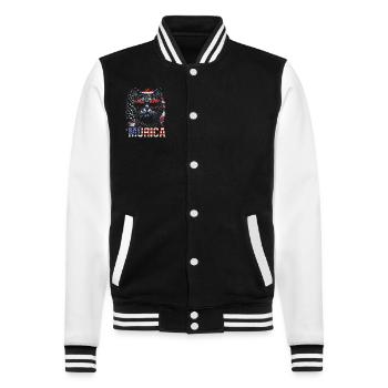 Katze Sonnenbrille Murica Amerika Flagge Geschenk - College-Sweatjacke - Schwarz/Weiß - Vorne - Nik (191cm) & Marisol (170cm)