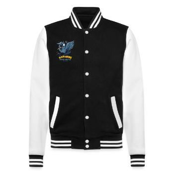 Krähen Vogel auf Dopamin lässt dich fliegen - College-Sweatjacke - Schwarz/Weiß - Vorne - Nik (191cm) & Marisol (170cm)