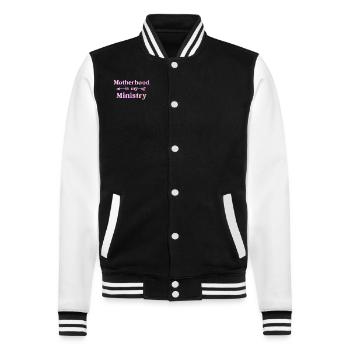 Motherhood Is My Ministry - College Sweat Jacket - black/white - Front - Nik (191cm) & Marisol (170cm)