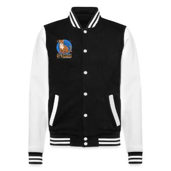 Weasel Dwarf Weasel Hermännchen Gift - College Sweat Jacket - black/white - Front - Nik (191cm) & Marisol (170cm)