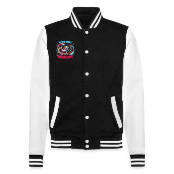 Schallplatten Lp Sammler Schallplattenliebhaber - College-Sweatjacke - Schwarz/Weiß - Vorne - Nik (191cm) & Marisol (170cm)