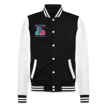 Crochet au Crochet | Crochet fil crochet cadeau - Veste Teddy - noir/blanc - Devant - Nik (191cm) & Marisol (170cm)