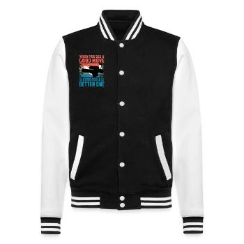 When you see a good move look for a better one - College Sweat Jacket - black/white - Front - Nik (191cm) & Marisol (170cm)
