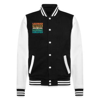 Legends are born in December - College Sweat Jacket - black/white - Front - Nik (191cm) & Marisol (170cm)