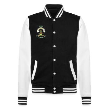 Rainbow Dachshund I Pot of Gold St. Patrick's Day - College Sweat Jacket - black/white - Front - Nik (191cm) & Marisol (170cm)