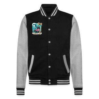 Edgar Allan Poe Fan, Classical Literature, - College Sweat Jacket - black/heather grey - Front - Nik (191cm) & Marisol (170cm)