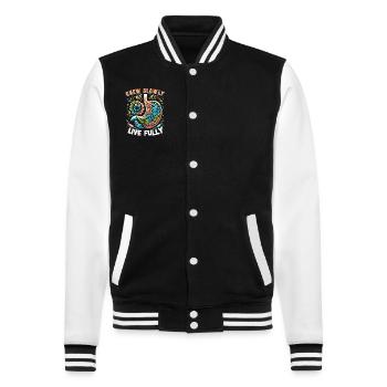 Schlauchmagen Schlauchmagenchirurgie Gastrektomie - College-Sweatjacke - Schwarz/Weiß - Vorne - Nik (191cm) & Marisol (170cm)
