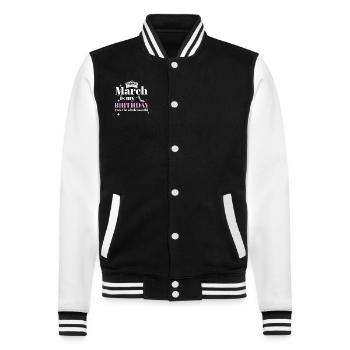 Mars est mon anniversaire Oui Tout le mois né en - Veste Teddy - noir/blanc - Devant - Nik (191cm) & Marisol (170cm)