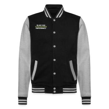 I'm Just Here To Procrastinate Professionally - College Sweat Jacket - black/heather grey - Front - Nik (191cm) & Marisol (170cm)