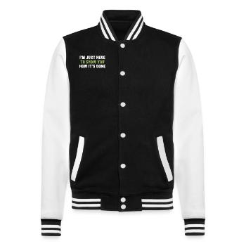 Je suis juste là pour vous montrer comment c’est fait Sarcasme - Veste Teddy - noir/blanc - Devant - Nik (191cm) & Marisol (170cm)