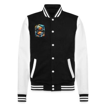 Skalar - College-Sweatjacke - Schwarz/Weiß - Vorne - Nik (191cm) & Marisol (170cm)
