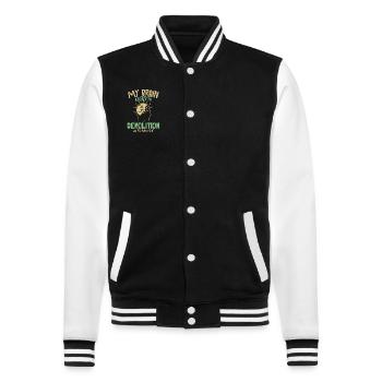 Mon cerveau est à 95% Démolition Maison Démolisseur Maison - Veste Teddy - noir/blanc - Devant - Nik (191cm) & Marisol (170cm)