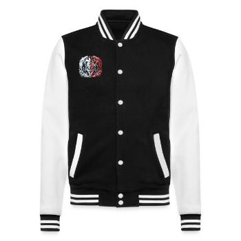 Cowboy Barn Bull Rider Rodeo Country Western - College-Sweatjacke - Schwarz/Weiß - Vorne - Nik (191cm) & Marisol (170cm)
