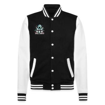 Funny bowling team bowler strike bowling club - College Sweat Jacket - black/white - Front - Nik (191cm) & Marisol (170cm)