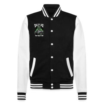 Horrorfilm-fan Zombie-horror Klassischer - College-Sweatjacke - Schwarz/Weiß - Vorne - Nik (191cm) & Marisol (170cm)