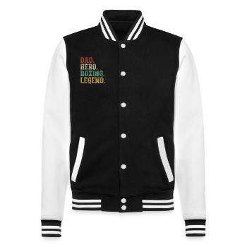 Dad Hero Boxing Legend - College Sweat Jacket - black/white - Front - Nik (191cm) & Marisol (170cm)